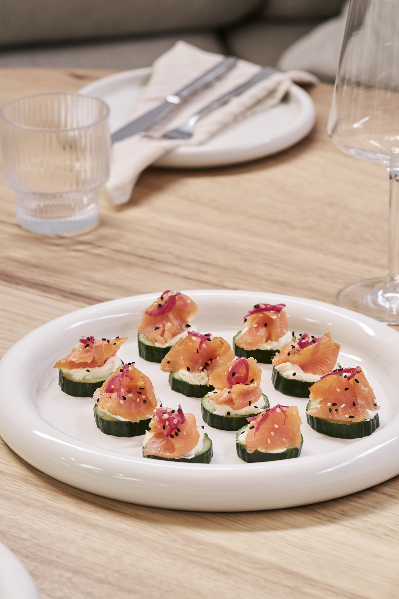 Canapés and candles at Zalm, ideal for cooking classes and workshops