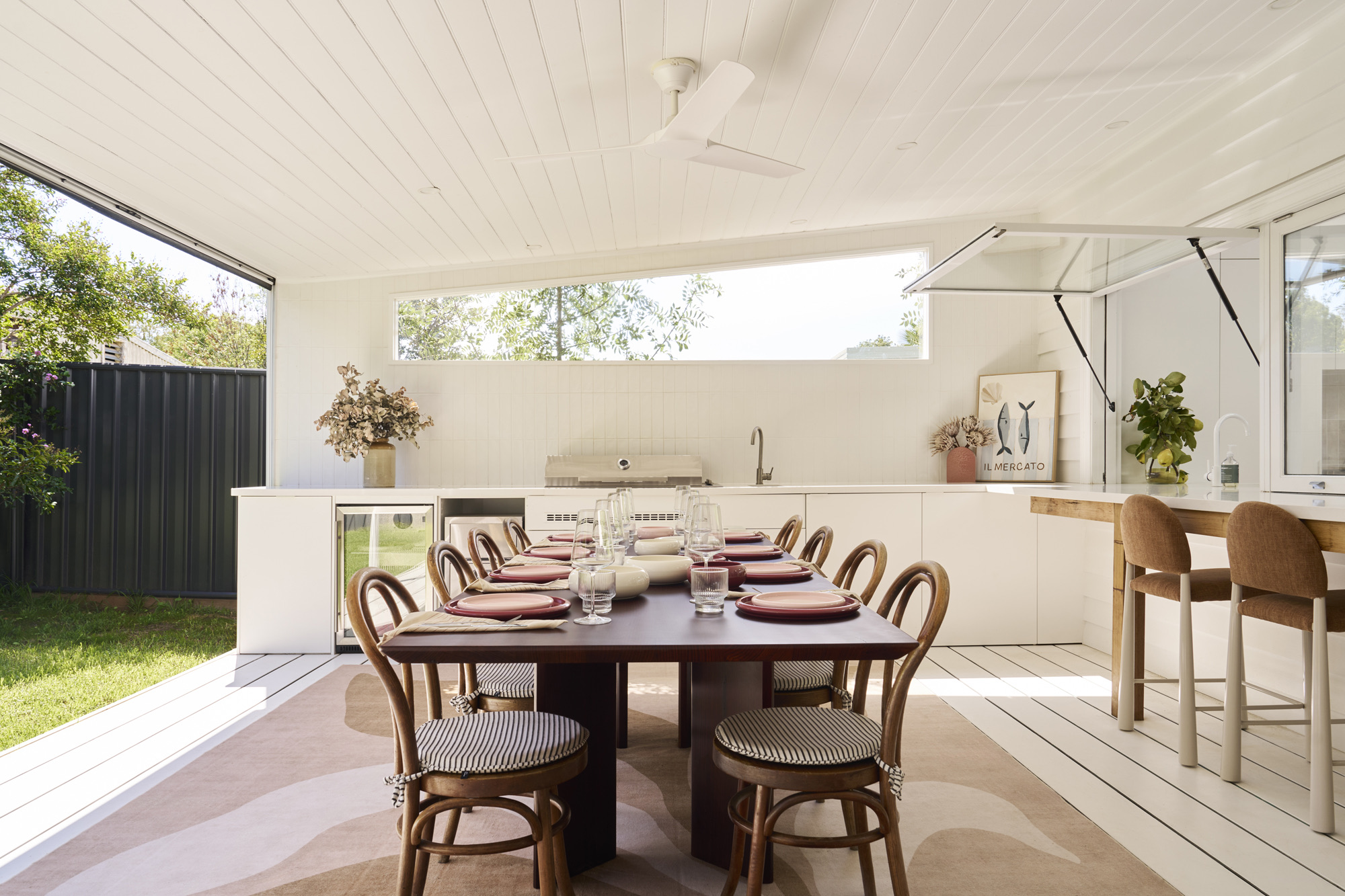 Garden dining table set for a private event at Zalm